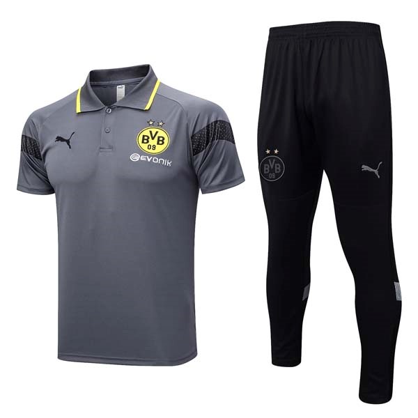 Polo Borussia Dortmund Set Completo 23/24 Grigio Nero